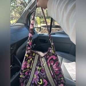 Vera Bradley Floral Patterned Women's shoulder bag purple  brown and green
